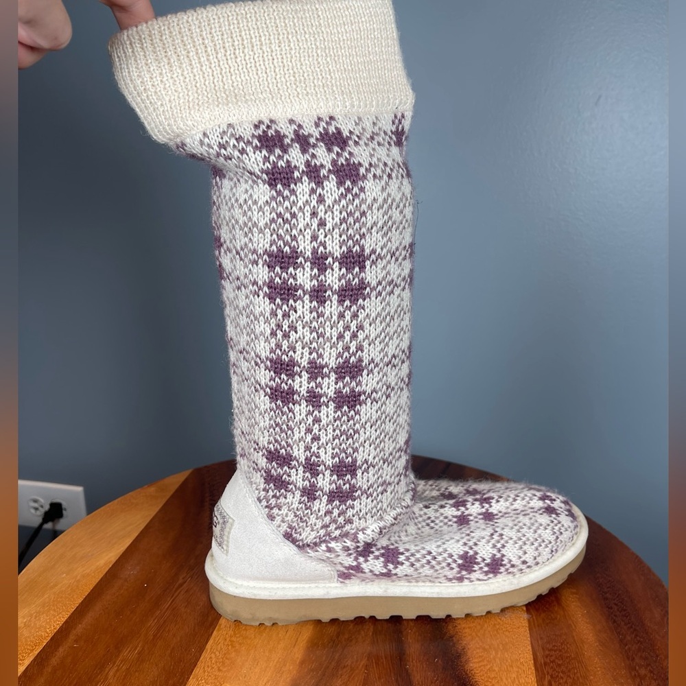 UGG socks purple jaster plaid knit pull on boots